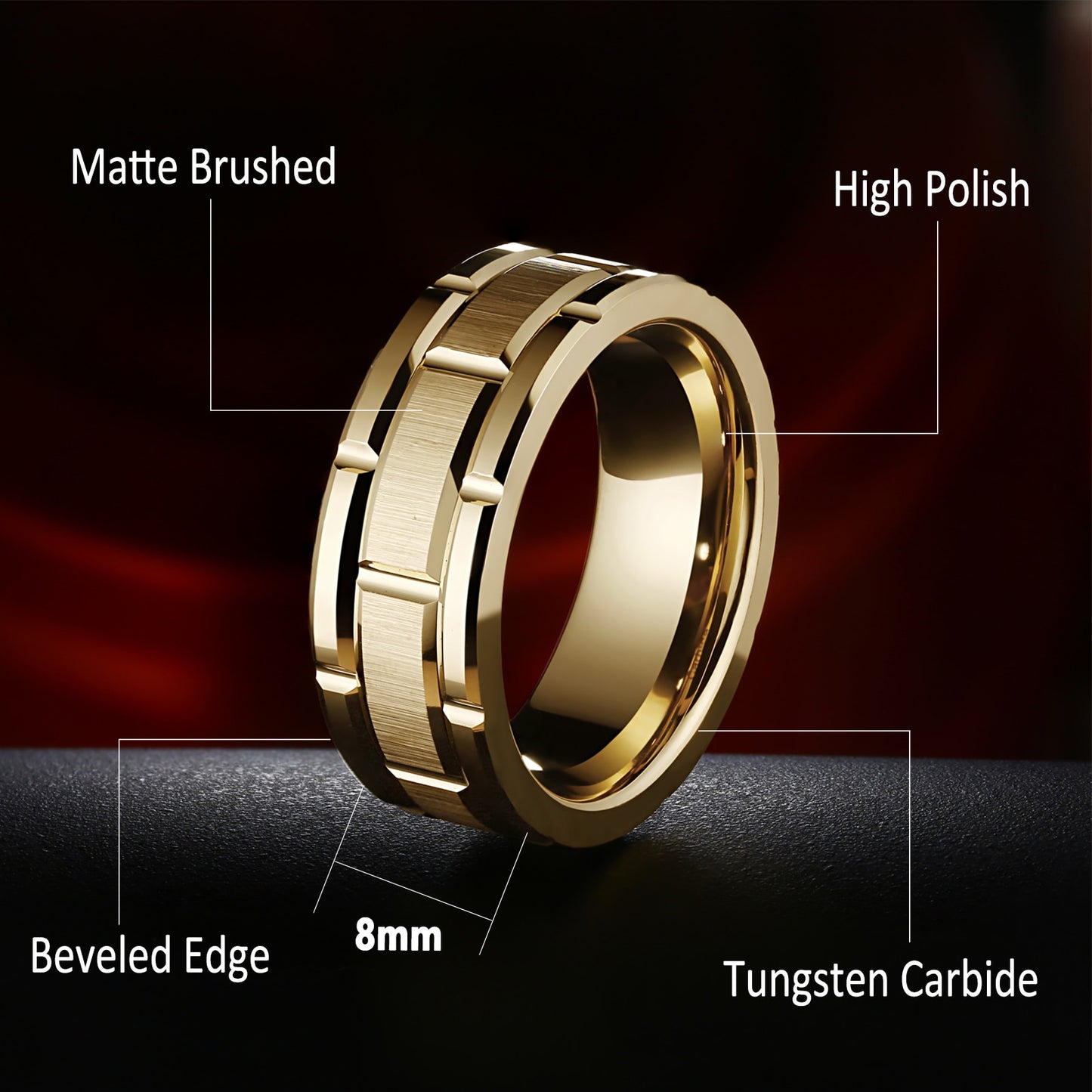 Tungsten Yellow Gold Ring For Men