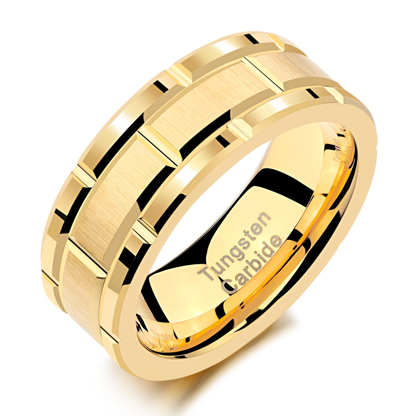 First-Class Yellow Gold Tungsten Carbide Ring For Men