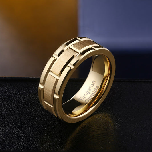 Bague en carbure de tungstène en or jaune de première classe pour homme