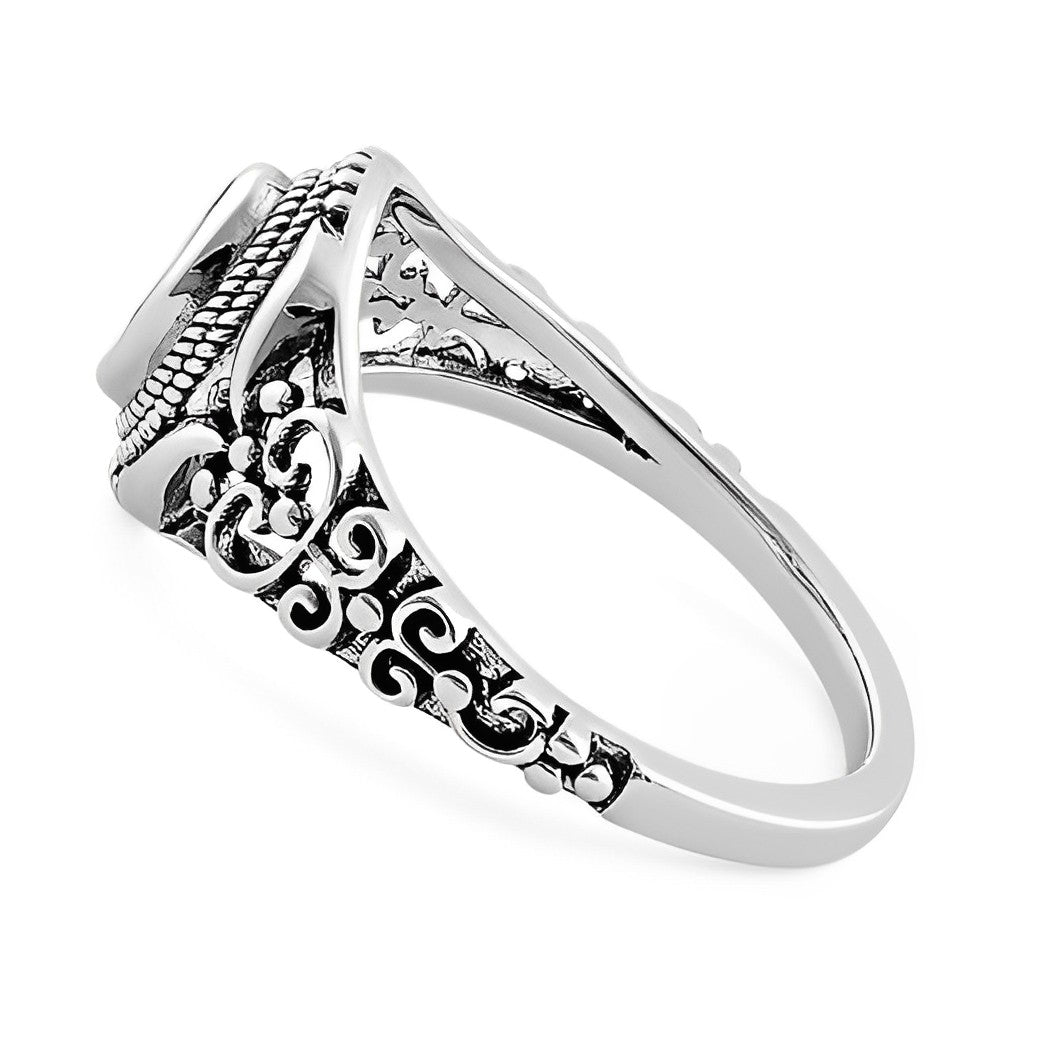 Celtic 925 Sterling Silver Aqua Blue AAAAA Cubic Zirconia Ring