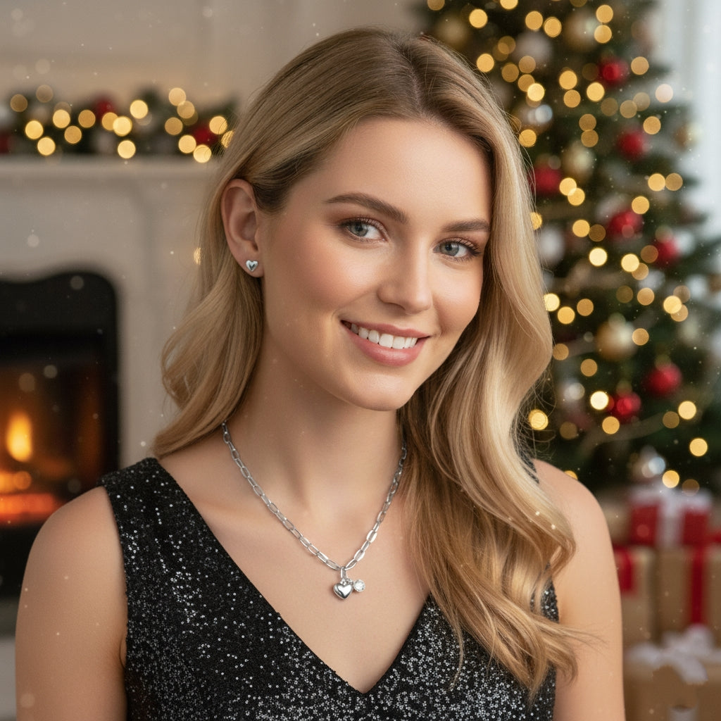 Ensemble des Fêtes Cœur Céleste Argent