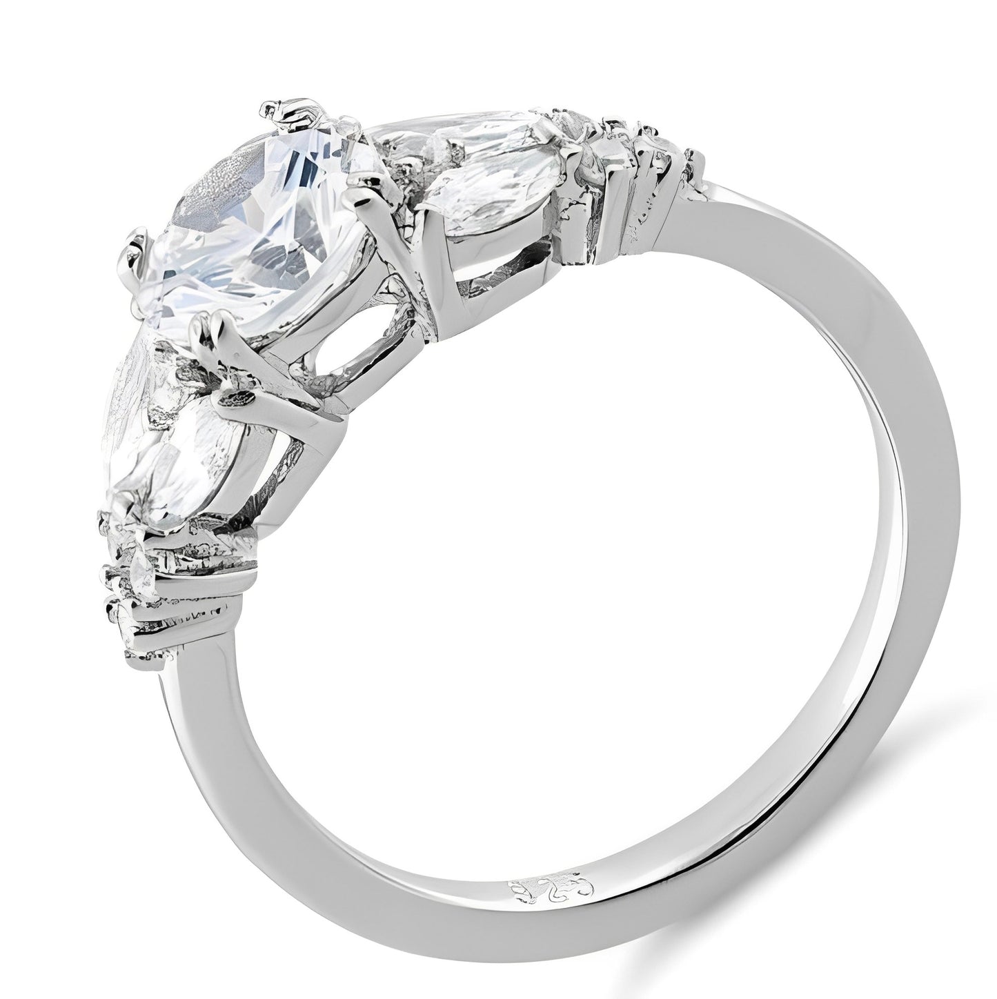 Glamorous Sterling Silver Round Clear AAAAA Cubic Zirconia Ring