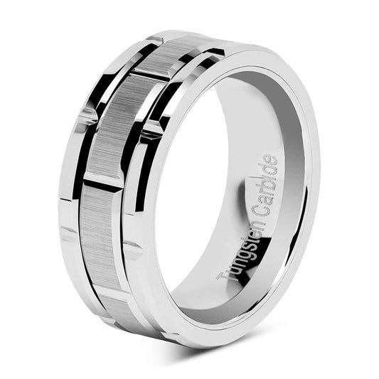 Eye-Catching Brick Design Tungsten Ring For Men