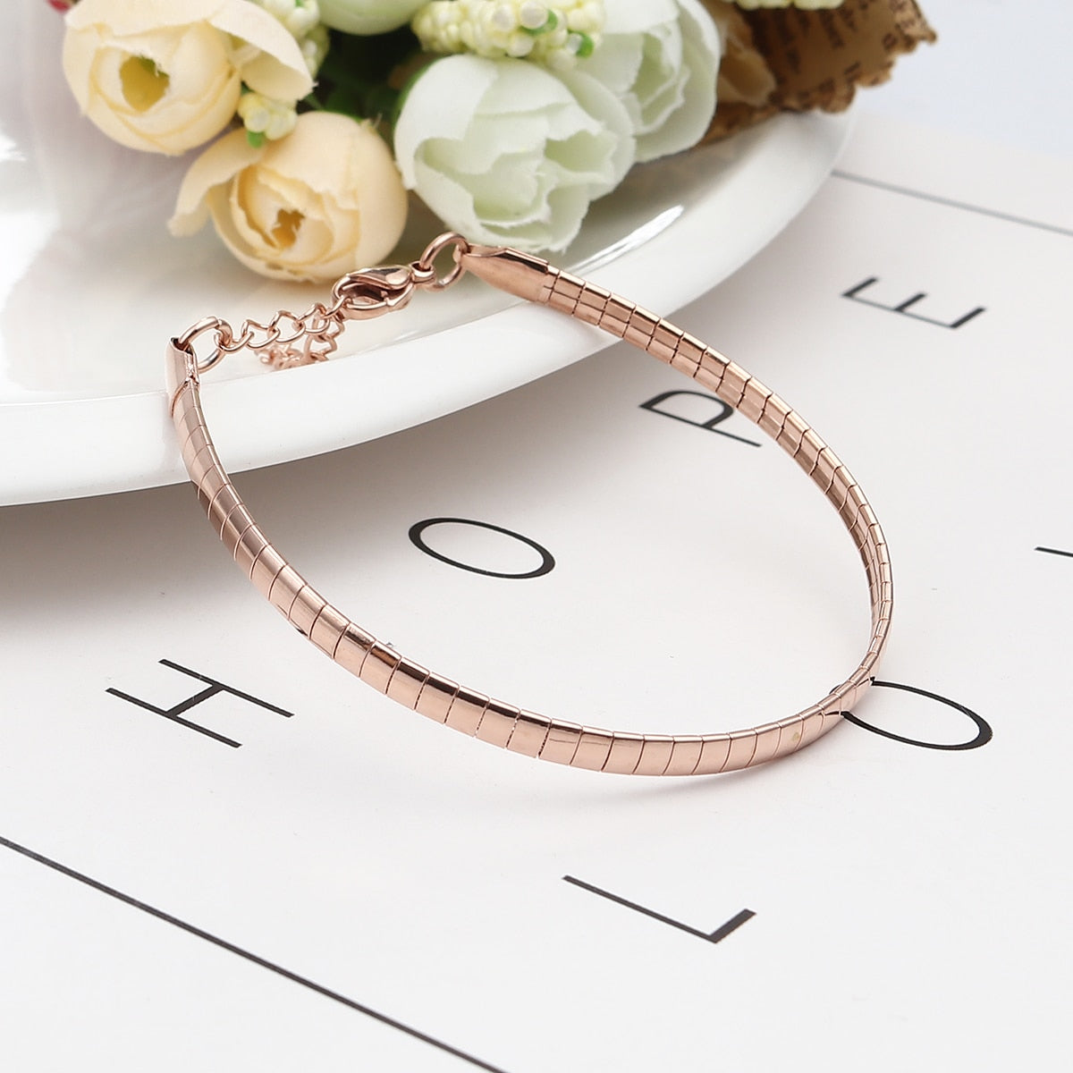 Boa Snake Gold Rose Chain Bracelet